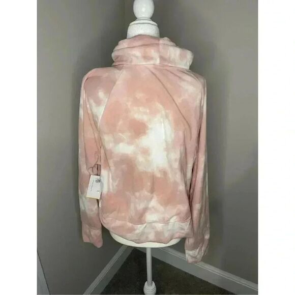 Old Navy Women's Pink Tie Dye Fleece Jacket Size L Mock Neck - Picture 2 of 7